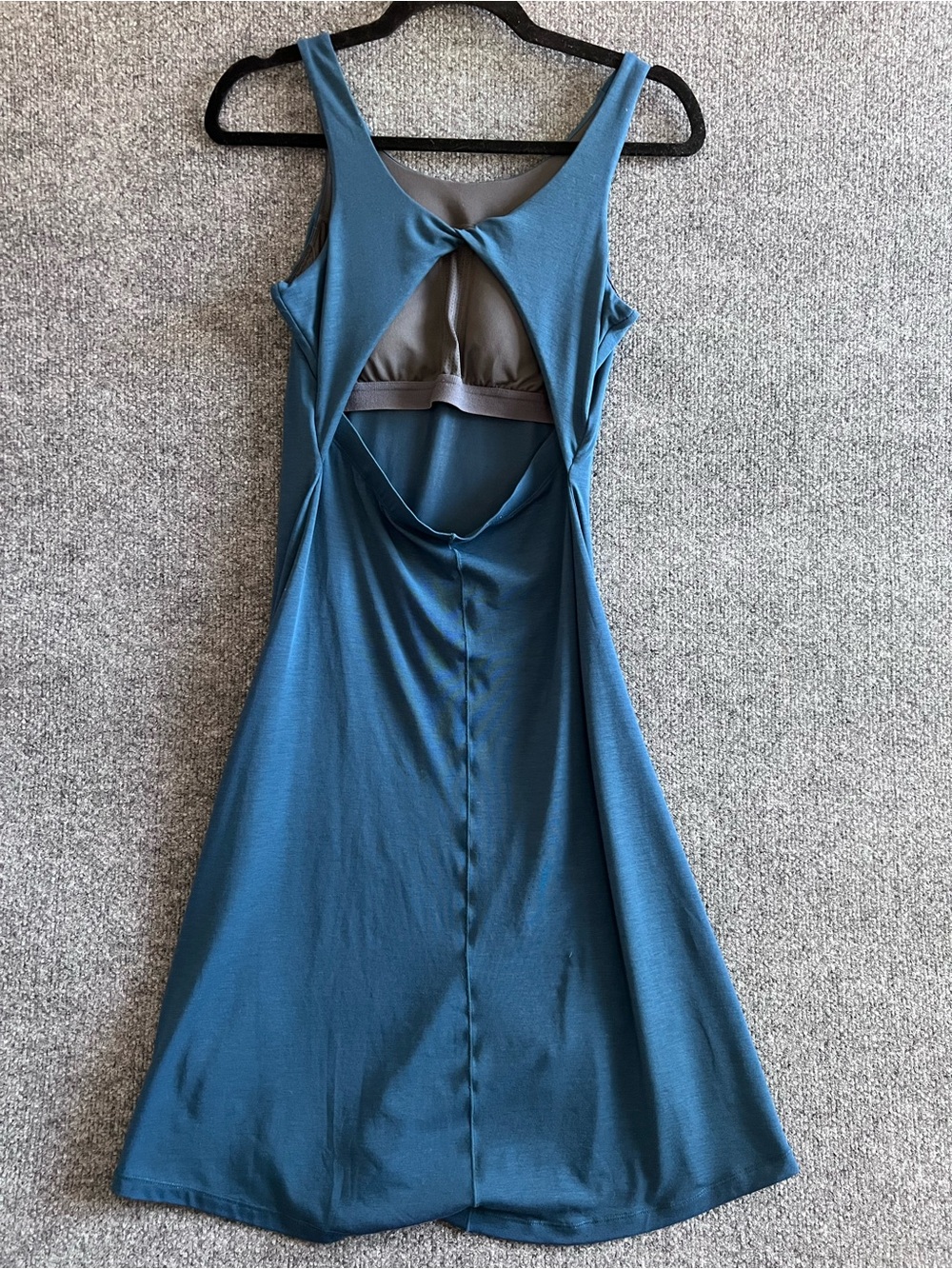 Prana Skypath Small Blue Teal Built In Bra Open Back Stretch Active Yoga Dress - Picture 4 of 8